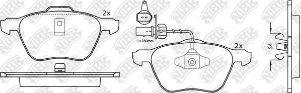 NiBK PN0224W - Тормозные колодки, дисковые, комплект www.autospares.lv