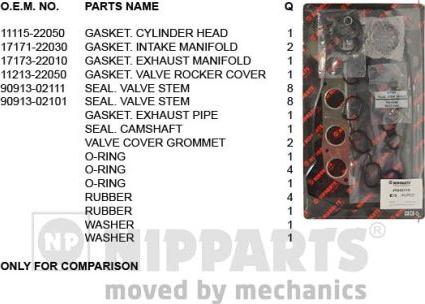 Nipparts J1242114 - Blīvju komplekts, Motora bloka galva www.autospares.lv