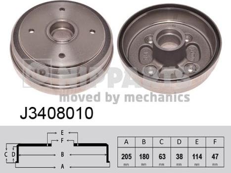 Nipparts J3408010 - Bremžu trumulis www.autospares.lv