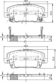 Nipparts J3604065 - Bremžu uzliku kompl., Disku bremzes autospares.lv