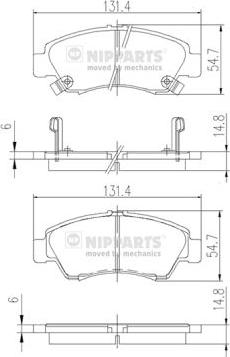 Nipparts J3604034 - Bremžu uzliku kompl., Disku bremzes www.autospares.lv