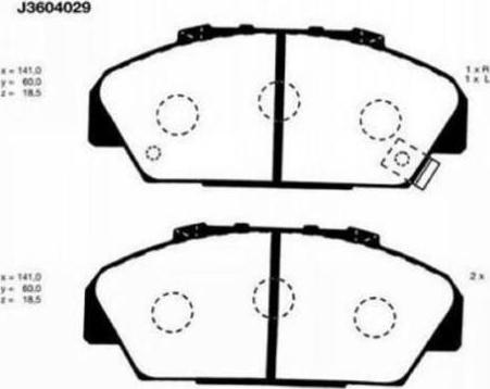 Nipparts J3604029 - Bremžu uzliku kompl., Disku bremzes www.autospares.lv