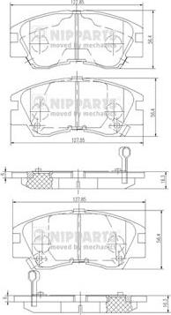 Nipparts J3605027 - Тормозные колодки, дисковые, комплект www.autospares.lv