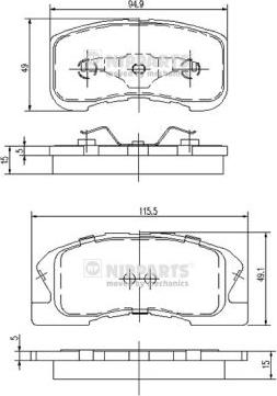 Nipparts J3606019 - Bremžu uzliku kompl., Disku bremzes www.autospares.lv