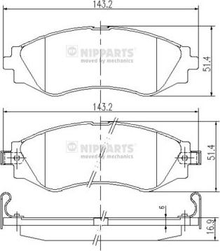 Nipparts J3600902 - Тормозные колодки, дисковые, комплект www.autospares.lv