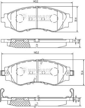 Nipparts J3600910 - Bremžu uzliku kompl., Disku bremzes www.autospares.lv