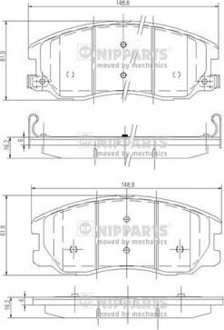 Nipparts J3600913 - Тормозные колодки, дисковые, комплект www.autospares.lv