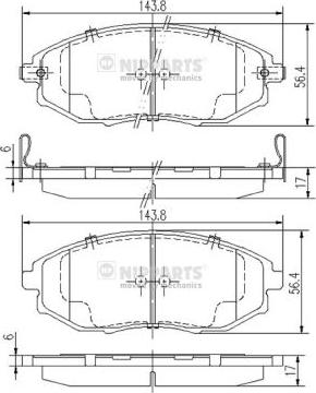 Nipparts J3600912 - Bremžu uzliku kompl., Disku bremzes autospares.lv