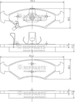 Nipparts J3600301 - Bremžu uzliku kompl., Disku bremzes autospares.lv