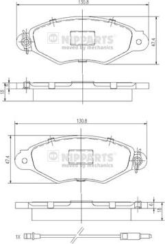 Nipparts J3601093 - Bremžu uzliku kompl., Disku bremzes www.autospares.lv