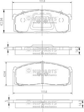 Nipparts J3601005 - Bremžu uzliku kompl., Disku bremzes autospares.lv