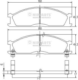 Nipparts J3601037 - Bremžu uzliku kompl., Disku bremzes www.autospares.lv