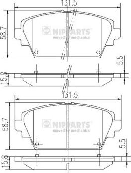 Nipparts J3601072 - Bremžu uzliku kompl., Disku bremzes www.autospares.lv