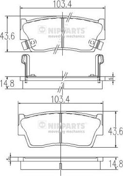 Nipparts J3608006 - Тормозные колодки, дисковые, комплект www.autospares.lv