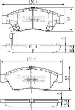 Nipparts J3608024 - Тормозные колодки, дисковые, комплект www.autospares.lv