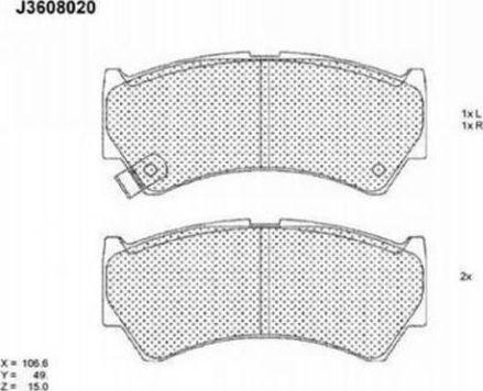 Nipparts J3608020 - Brake Pad Set, disc brake www.autospares.lv