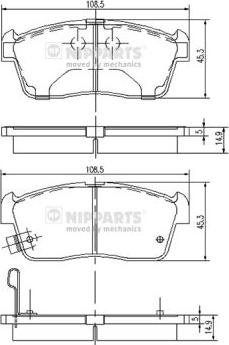 Nipparts J3608021 - Bremžu uzliku kompl., Disku bremzes autospares.lv