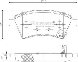 Nipparts J3608028 - Тормозные колодки, дисковые, комплект www.autospares.lv