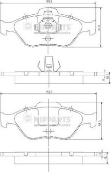 Nipparts J3603065 - Тормозные колодки, дисковые, комплект www.autospares.lv