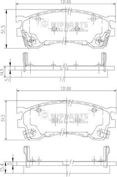 Nipparts J3603061 - Bremžu uzliku kompl., Disku bremzes www.autospares.lv