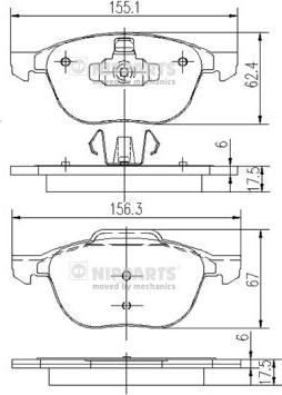 Nipparts J3603063 - Bremžu uzliku kompl., Disku bremzes autospares.lv