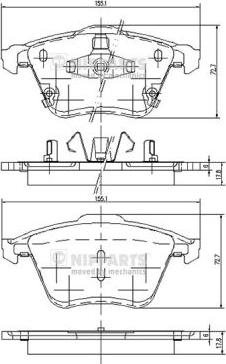 Nipparts J3603067 - Bremžu uzliku kompl., Disku bremzes www.autospares.lv