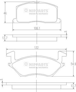 Nipparts J3602057 - Тормозные колодки, дисковые, комплект www.autospares.lv