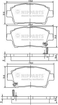 Nipparts J3602088 - Bremžu uzliku kompl., Disku bremzes autospares.lv