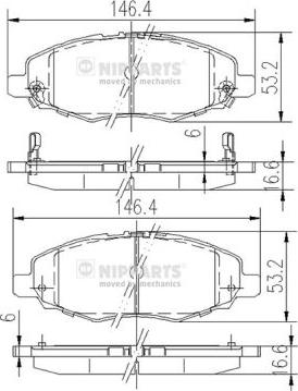 Nipparts J3602108 - Bremžu uzliku kompl., Disku bremzes autospares.lv