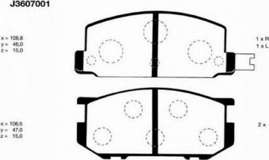 Nipparts J3607001 - Brake Pad Set, disc brake www.autospares.lv