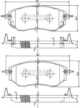 Nipparts J3607019 - Bremžu uzliku kompl., Disku bremzes www.autospares.lv