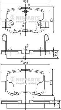 Nipparts J3614008 - Bremžu uzliku kompl., Disku bremzes www.autospares.lv