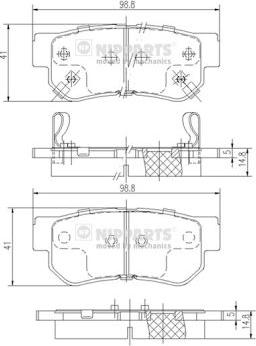 Nipparts J3610509 - Brake Pad Set, disc brake www.autospares.lv