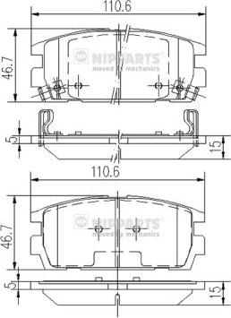 Nipparts J3610511 - Bremžu uzliku kompl., Disku bremzes autospares.lv