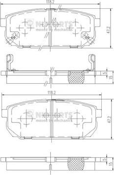 Nipparts J3610305 - Bremžu uzliku kompl., Disku bremzes autospares.lv