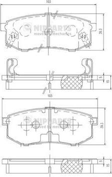 Nipparts J3610302 - Bremžu uzliku kompl., Disku bremzes autospares.lv