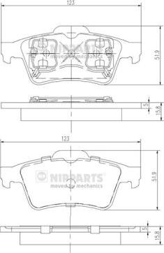 Nipparts J3611045 - Тормозные колодки, дисковые, комплект www.autospares.lv