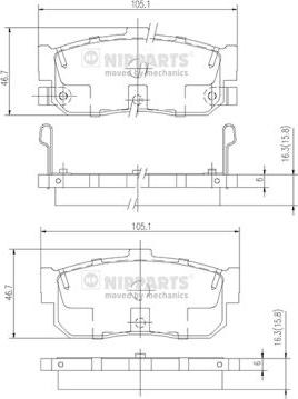 Nipparts J3611034 - Тормозные колодки, дисковые, комплект www.autospares.lv