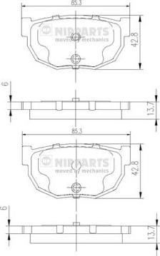 Nipparts J3611021 - Bremžu uzliku kompl., Disku bremzes www.autospares.lv