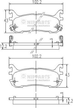 Nipparts J3613012 - Bremžu uzliku kompl., Disku bremzes autospares.lv