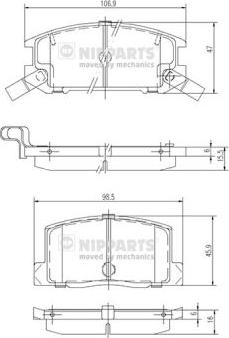 Nipparts J3612009 - Bremžu uzliku kompl., Disku bremzes autospares.lv