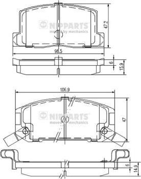 Nipparts J3612004 - Bremžu uzliku kompl., Disku bremzes www.autospares.lv