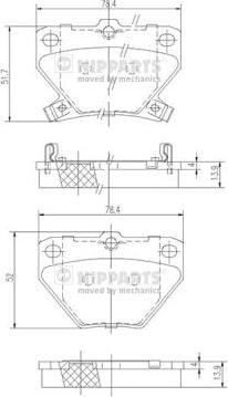 Nipparts J3612018 - Тормозные колодки, дисковые, комплект www.autospares.lv