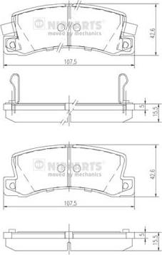 Nipparts J3612013 - Bremžu uzliku kompl., Disku bremzes www.autospares.lv