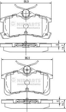 Nipparts J3612026 - Bremžu uzliku kompl., Disku bremzes www.autospares.lv