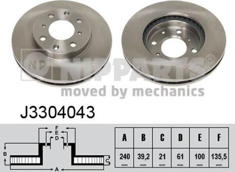 Nipparts J3304043 - Bremžu diski www.autospares.lv