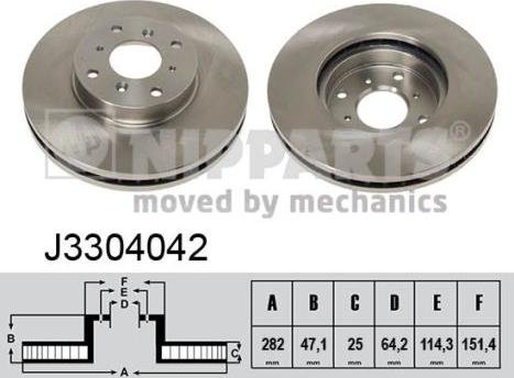 Nipparts J3304042 - Bremžu diski www.autospares.lv