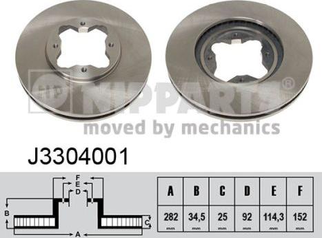 Nipparts J3304001 - Bremžu diski autospares.lv