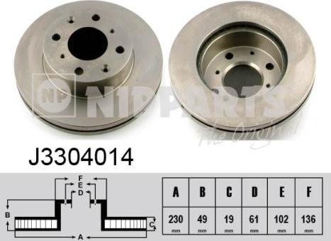 Nipparts J3304014 - Bremžu diski www.autospares.lv