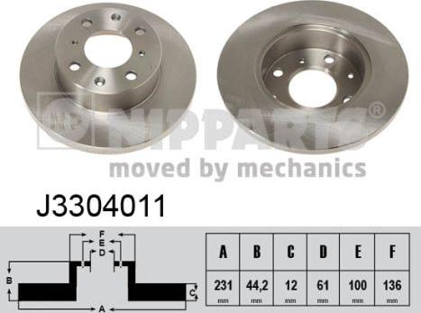 Nipparts J3304011 - Bremžu diski www.autospares.lv